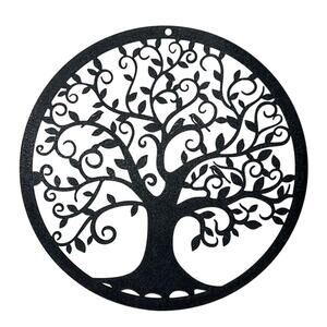 Black Tree of Life Wall Art Round Decorative Hanging Plastic Plaque Boho Decor